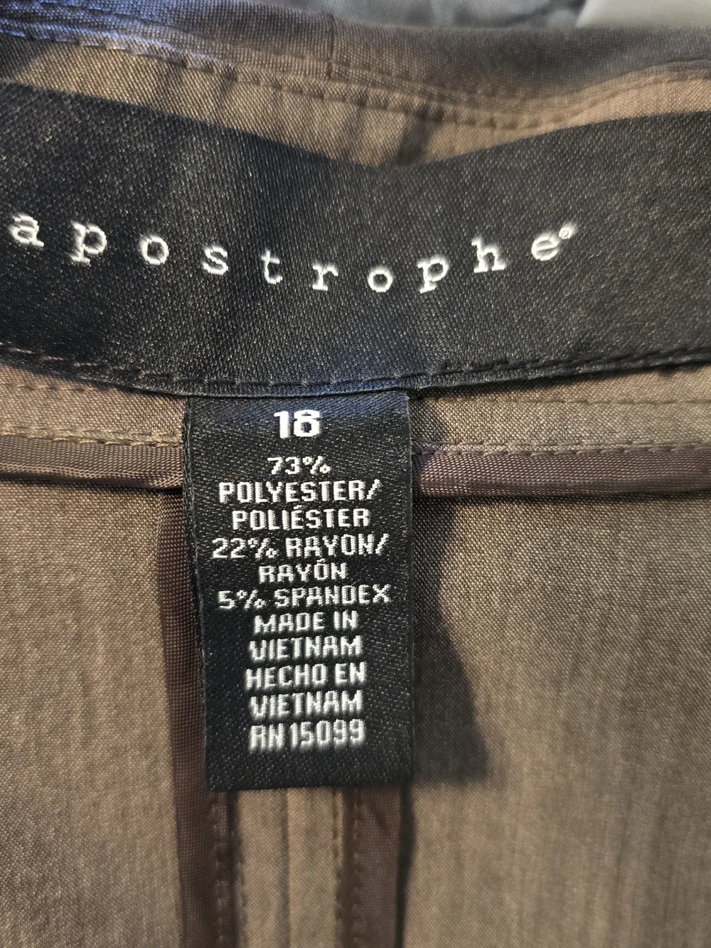 Apostrophe Women's Size 18 Brown Wrap Blazer Tie Waist Long Sleeve